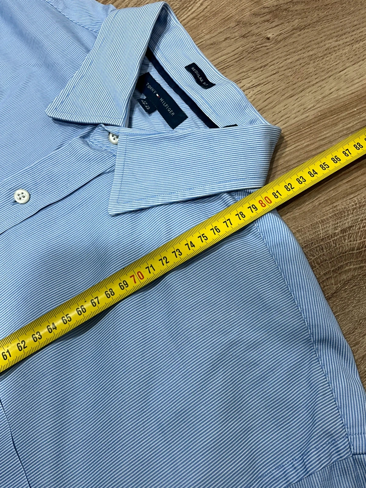 Chemise Tommy Hilfiger Regular Fit 17.5 32-33 Preppy 100% Coton Rayée Bleu Ciel – photo 14